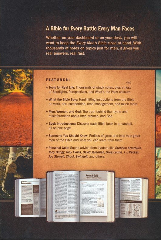 NLT Every Man's Large-Print Bible, Deluxe Explorer Edition--soft leather-look, rustic brown