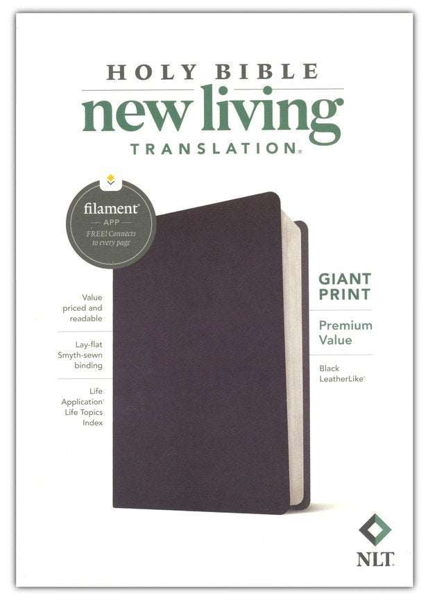 NLT Premium Value Bible, Giant Print, Filament-Enabled--soft leather-look, black