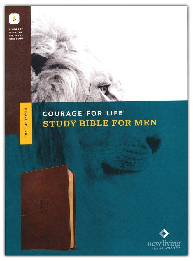 NLT Courage For Life Study Bible for Men, Filament-Enabled Edition--soft leather-look, rustic brown lion