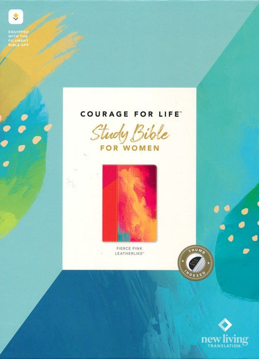 NLT Courage For Life Study Bible for Women, Filament-Enabled Edition--soft leather-look, fierce pink (indexed)