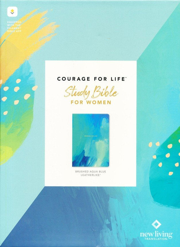 NLT Courage For Life Study Bible for Women, Filament-Enabled Edition--soft leather-look, brushed aqua blue