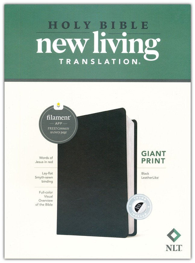 NLT Giant Print Bible, Filament-Enabled Edition (LeatherLike, Black, Indexed, Red Letter