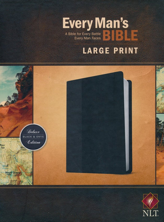 NLT Every Man's Large-Print Bible--imitation leather, black/onyx