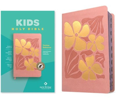 NLT Kid's Thinline Reference Bible--soft leather-look, tropical flowers pink (indexed)