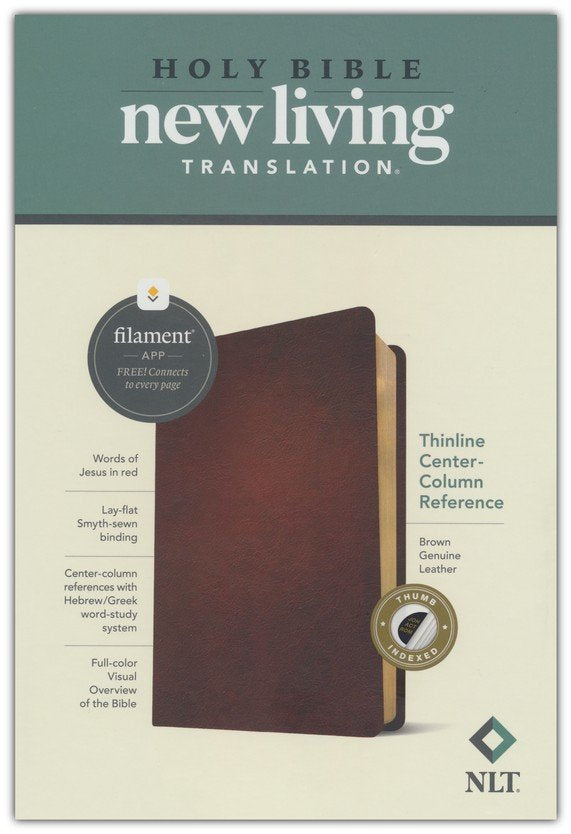 NLT Thinline Center-Column Reference Bible, Filament-Enabled Edition--soft leather-look, rustic brown (indexed