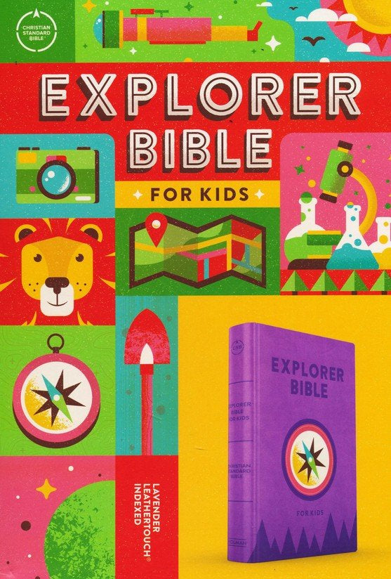 CSB Explorer Bible for Kids, Compass--LeatherTouch, lavender (indexed)