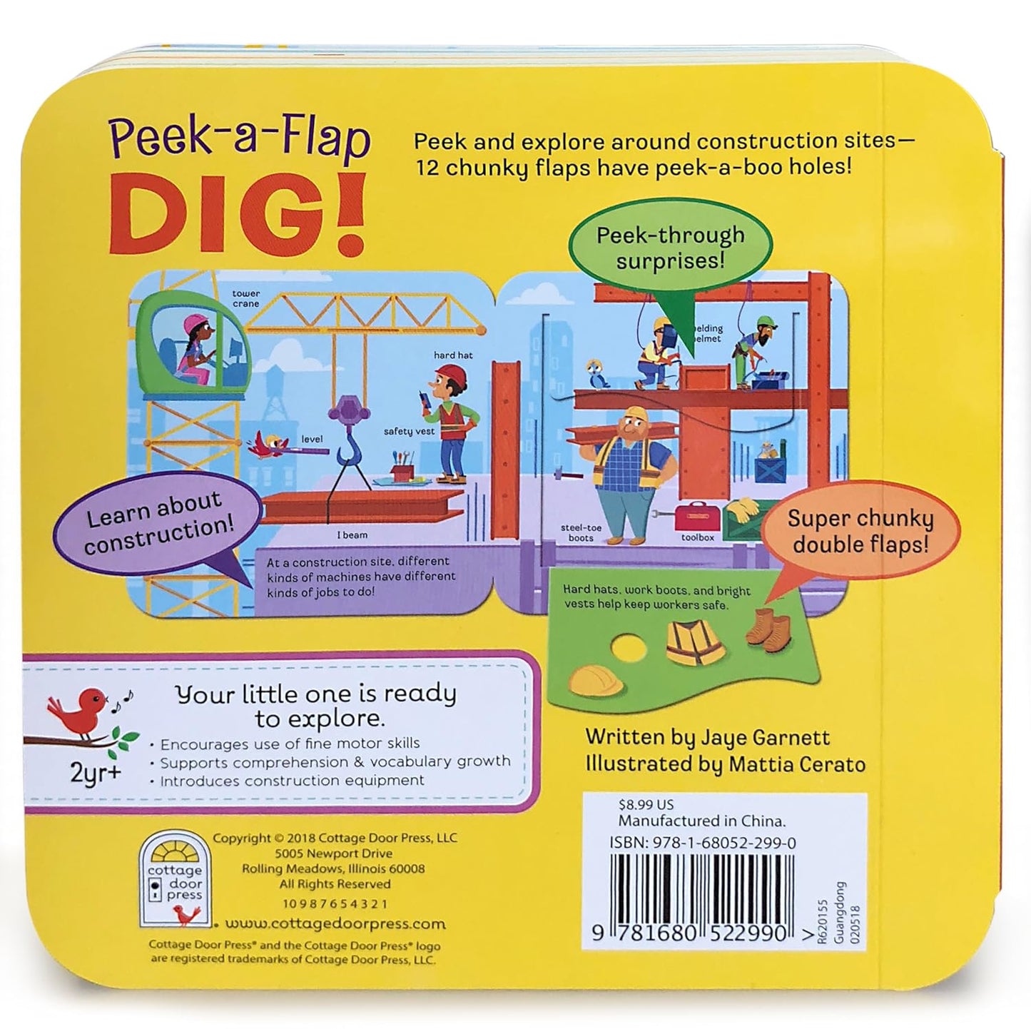 Peek-a-Flap Dig! - Construction Lift-a-Flap Board Book for Babies and Toddlers; Ages 2-7