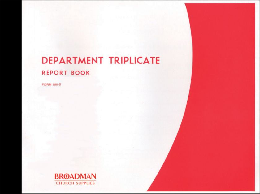 Department Triplicate Report Book: Form 180-S