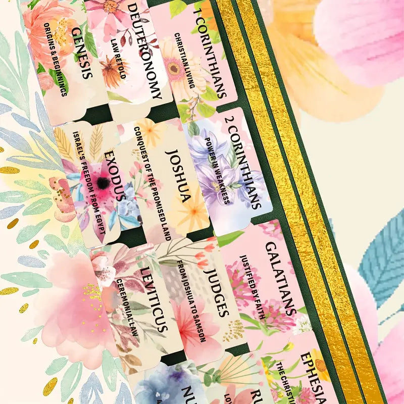 Watercolors and Flowers Bible Index Tabs with Large Print