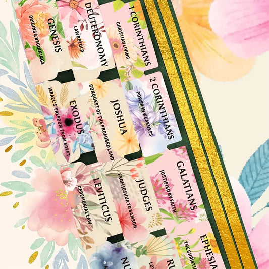 Watercolors and Flowers Bible Index Tabs with Large Print