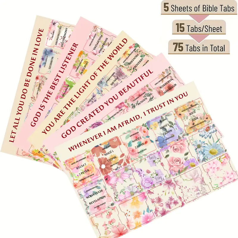 Watercolors and Flowers Bible Index Tabs with Large Print