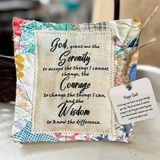Prayer Quilt with Cross Inside, Pocket Prayer Quilt (The Serenity Prayer)