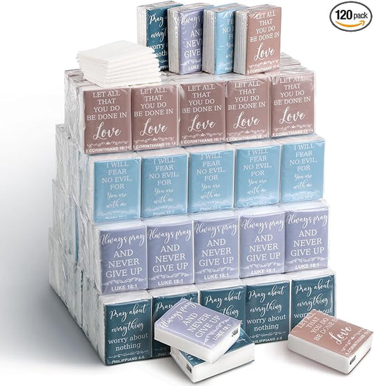 Christian Travel Tissues 3 Ply Bulk Bible Verse