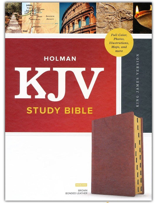 KJV Study Bible, Full-Color--bonded leather, brown (indexed)
