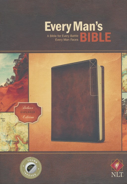 NLT Every Man's Bible, Deluxe Explorer Edition, LeatherLike, Brown, With thumb index