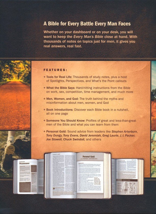 NLT Every Man's Large-Print Bible, Deluxe Explorer Edition--soft leather-look, rustic brown (indexed)