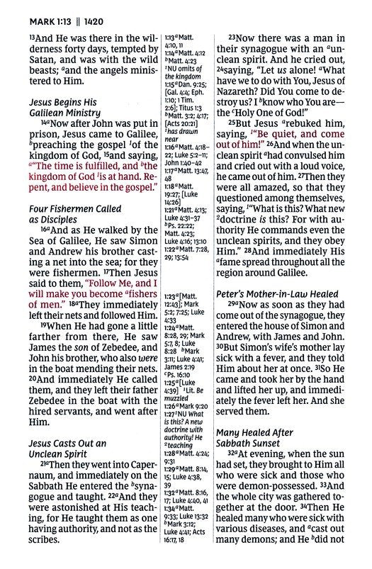 NKJV, Giant Print Center-Column Reference Bible, Verse Art Cover Collection, Genuine Leather, Brown, Thumb Indexed, Red Letter, Comfort Print