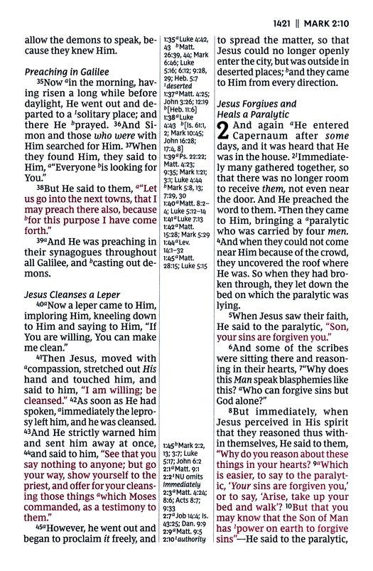 NKJV, Giant Print Center-Column Reference Bible, Verse Art Cover Collection, Genuine Leather, Brown, Thumb Indexed, Red Letter, Comfort Print