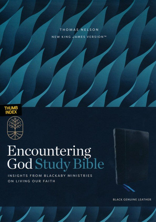NKJV Encountering God Study Bible, Comfort Print--genuine leather, black (indexed)
