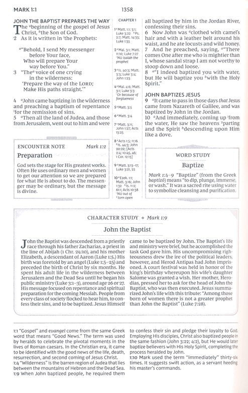 NKJV Encountering God Study Bible, Comfort Print--genuine leather, black (indexed)