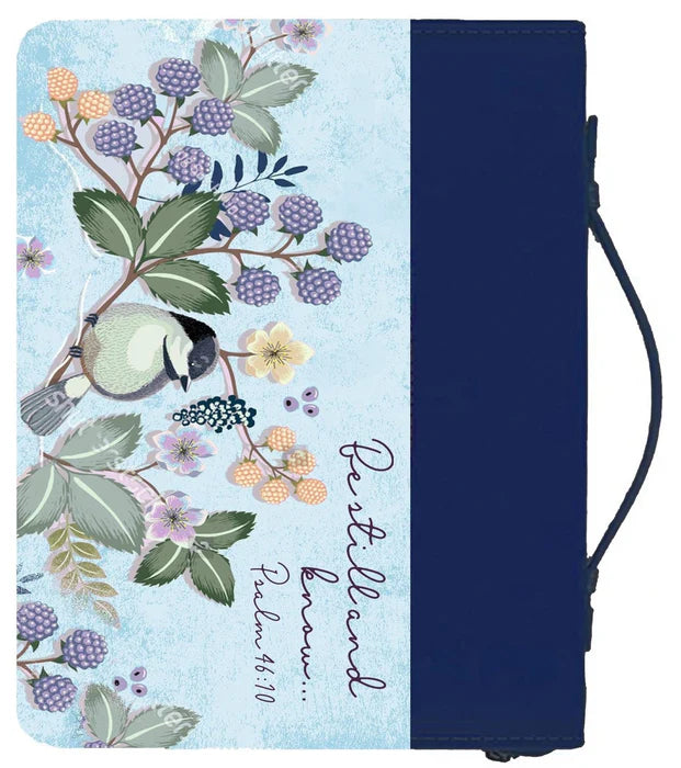 Be Still and Know Bible Cover, Blue XL