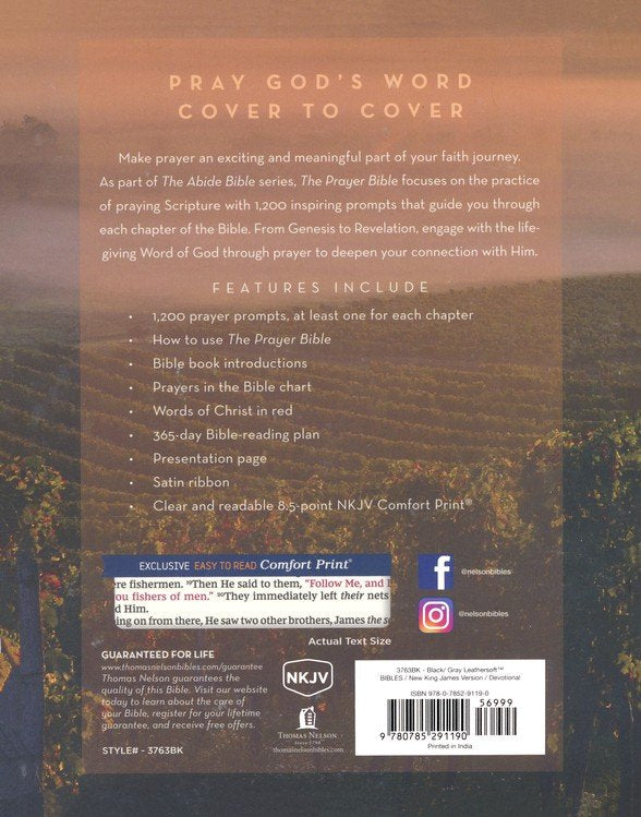 NKJV Prayer Bible, Comfort Print--soft leather-look, black/gray