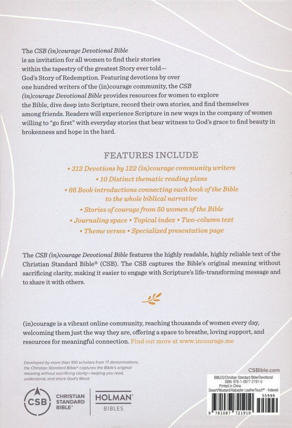 CSB (in)courage Devotional Bible--soft leather-look, desert/mustard/alabaster (indexed)