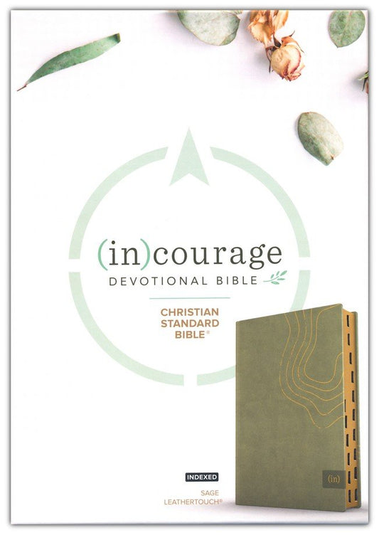 CSB (in)courage Devotional Bible--soft leather-look, sage (indexed)