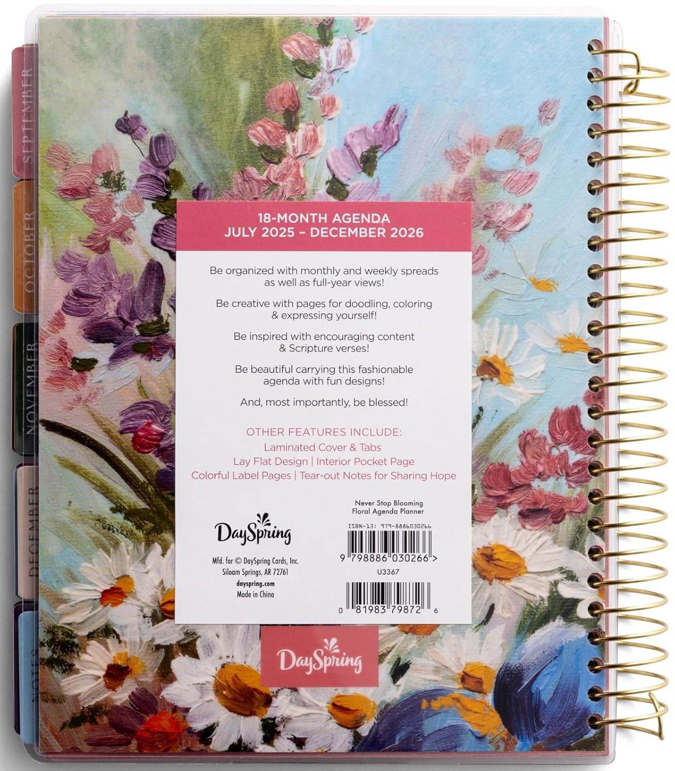 Never Stop Blooming - 2025-2026 18-Month Agenda Planner (July 2025 - December 2026)