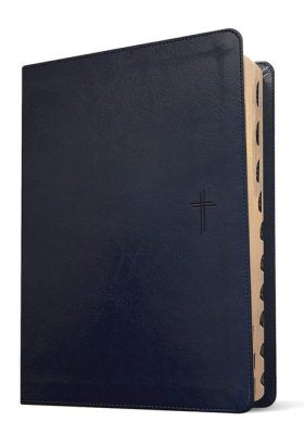 NLT Compact Giant Print Bible, Filament Enabled Edition (Red Letter, LeatherLike, Navy Blue Cross, Indexed)