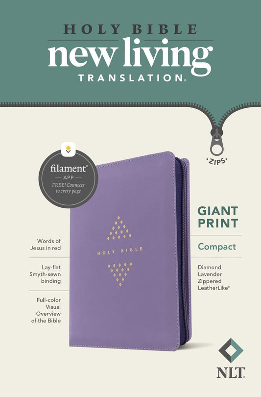 NLT Compact Giant Print Zipper Bible, Filament Enabled