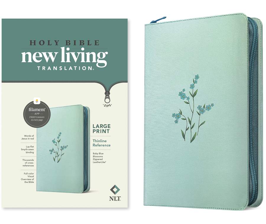 NLT Large Print Thinline Reference Zipper Bible, Filament Enabled