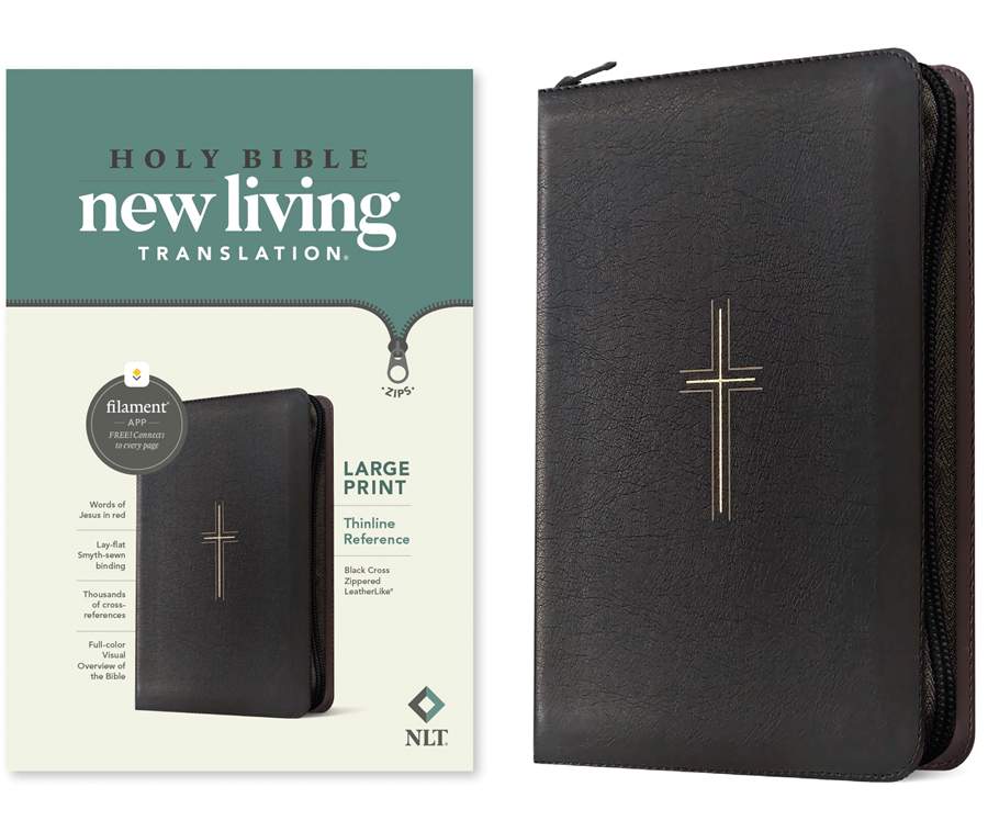 NLT Large Print Thinline Reference Zipper Bible, Filament Enabled