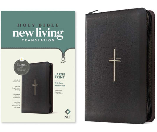 NLT Large Print Thinline Reference Zipper Bible, Filament Enabled