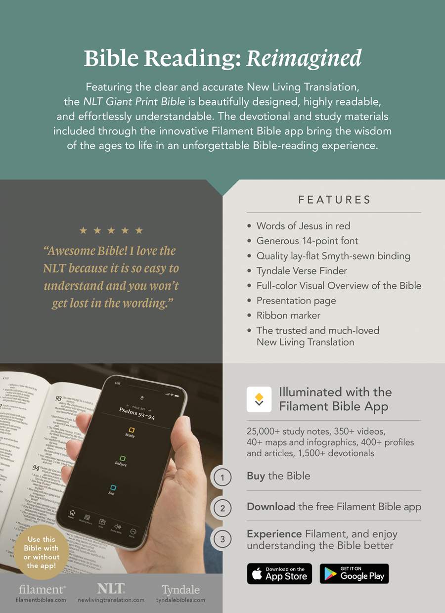 NLT Giant Print Bible, Filament Enabled
