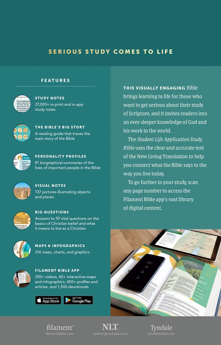 NLT Student Life Application Study Bible, Filament Enabled