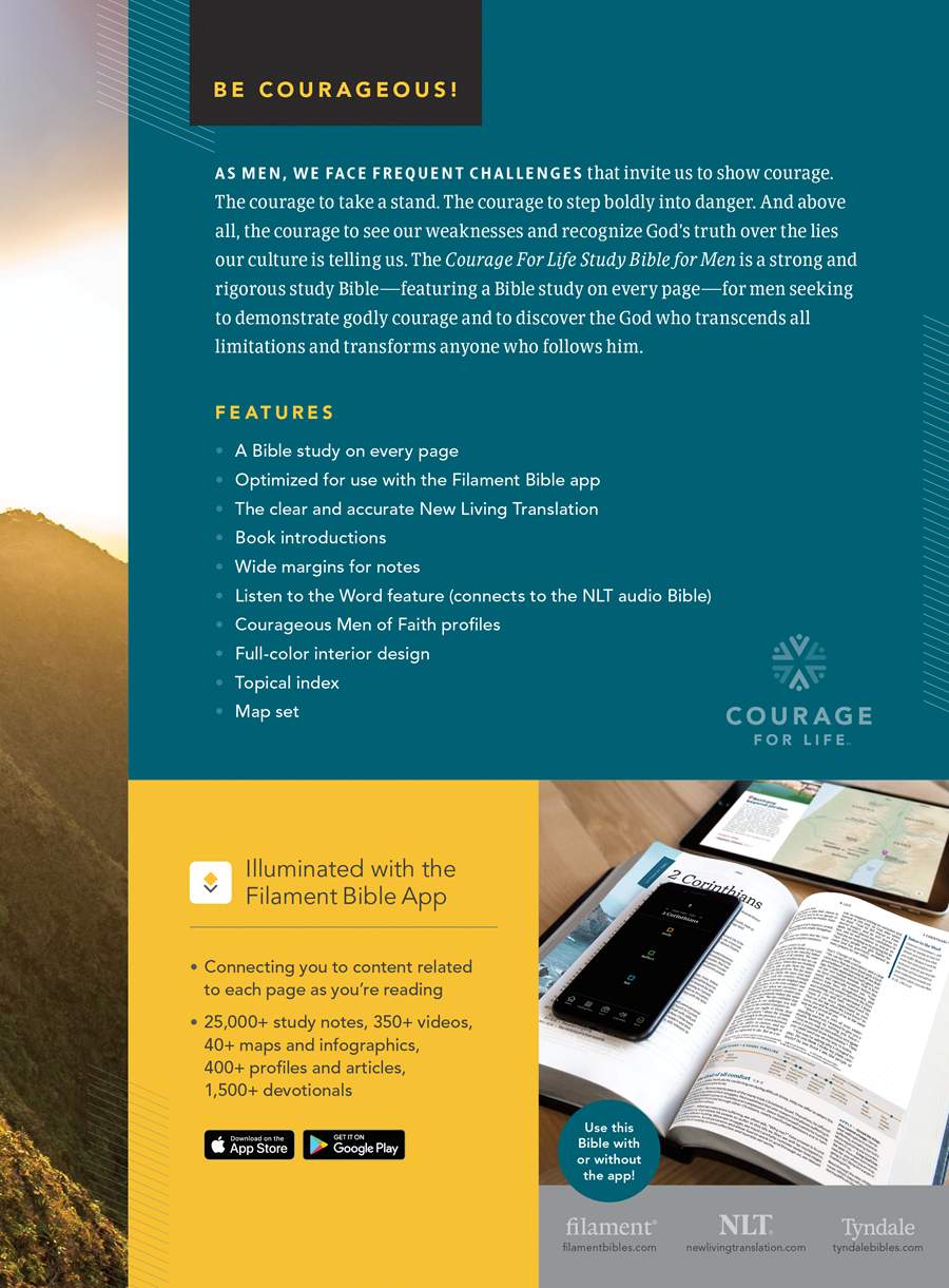 NLT Courage For Life Study Bible for Men, Filament Enabled