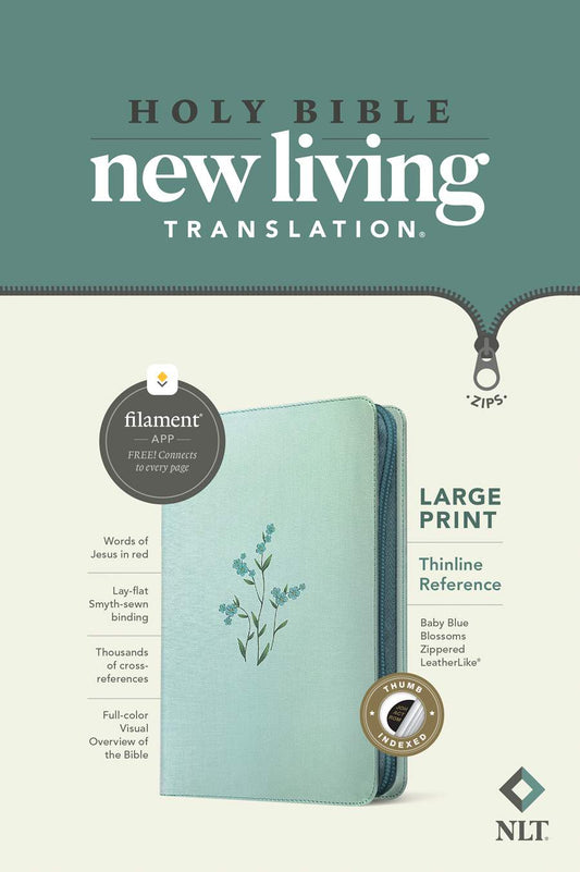 NLT Large Print Thinline Reference Zipper Bible, Filament Enabled