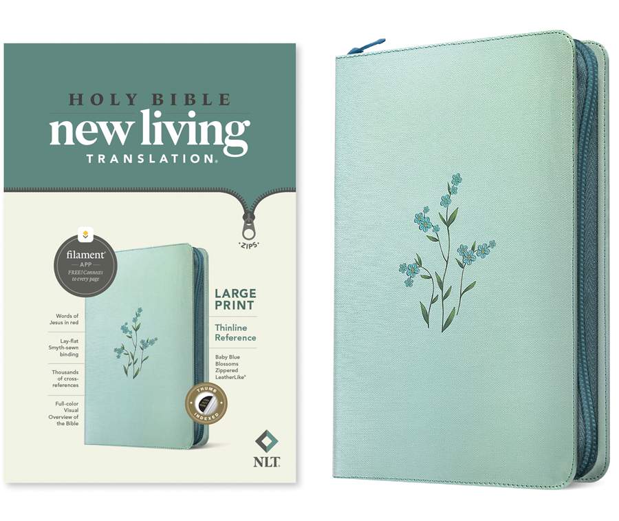NLT Large Print Thinline Reference Zipper Bible, Filament Enabled