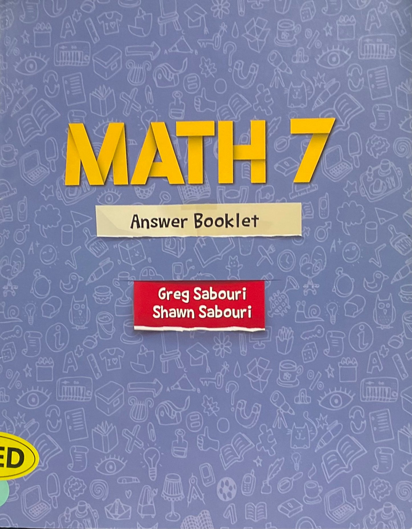 Math 7: Answer Booklet - Used Book