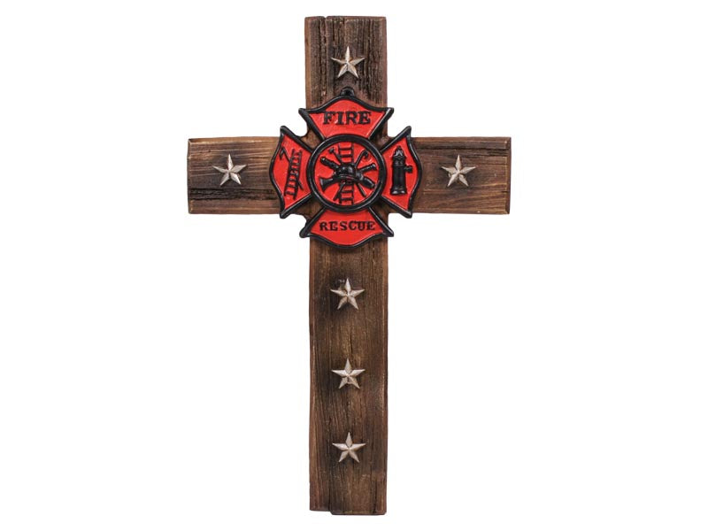 Wall Cross – 12″ Fireman Shield