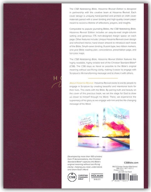 CSB Notetaking Bible, Hosanna Revival Edition--cloth over boards, lake