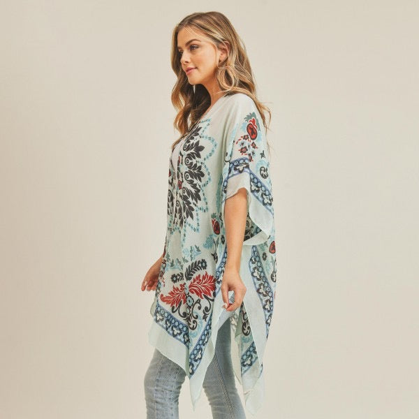 Women's Lightweight Damask Print Kimono