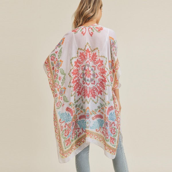 Women's Lightweight Damask Print Kimono.