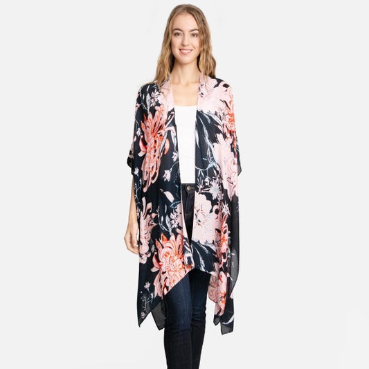 ComfyLuxe Lightweight Large Floral Print Kimono