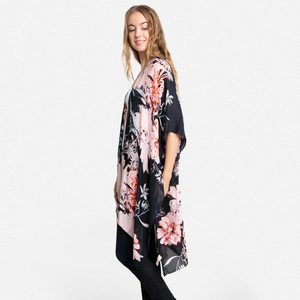 ComfyLuxe Lightweight Large Floral Print Kimono