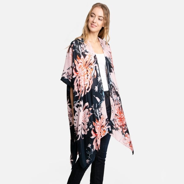 ComfyLuxe Lightweight Large Floral Print Kimono