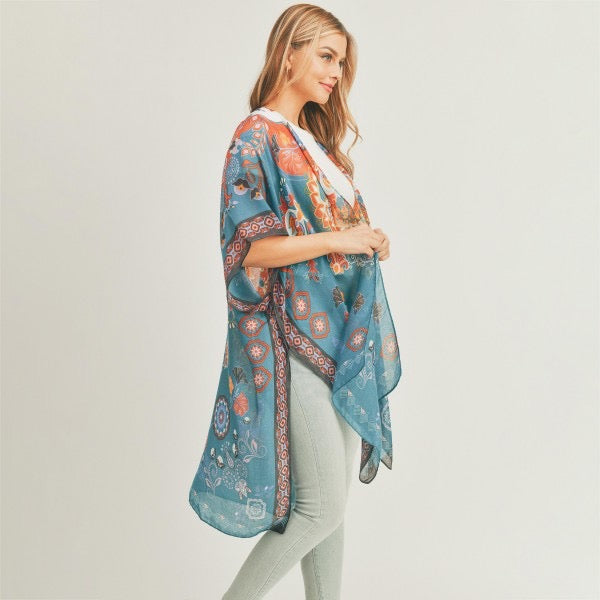 Women's Lightweight Damask Print Kimono.