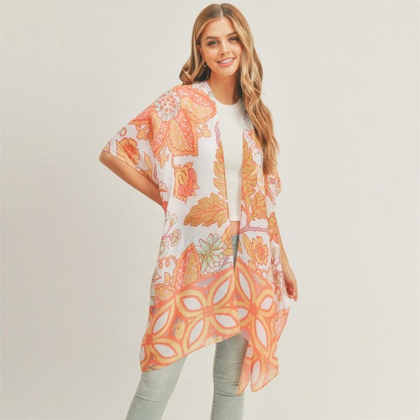 Women's Lightweight Damask Print Kimono.