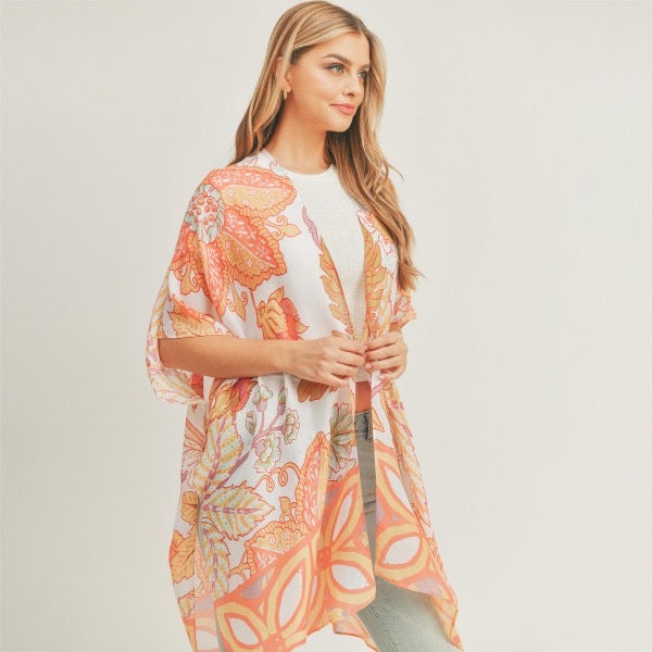 Women's Lightweight Damask Print Kimono.